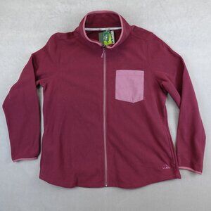 LL Bean Sweater Womens XL Fleece Trail Full Zip Jacket Front Pocket Burgundy